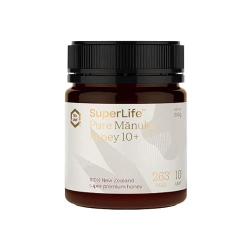 SuperLife - Manuka Honey MGO 263+ (UMF 10+) 250g, Raw Honey, Pure & Unpasteurised Monofloral New Zealand Honey
