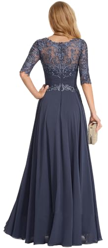 Chiffon Mother of The Bride Dresses for Wedding Lace Formal Dress with Sleeves Long Evening Party Gown2