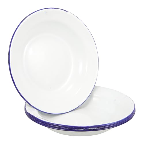 Hemobllo 4Pcs Retro Enamel Plates Serving Dishes for Home Outdoor Use for Snacks Fruits Desserts and More for Catering Entertaining