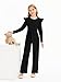 Haloumoning Girls Jumpsuit Kids Fashion Ruffle Long Sleeve Belted Wide Leg Romper One Piece Fall Outfits 5-14 Years, Black, 13-14 Years