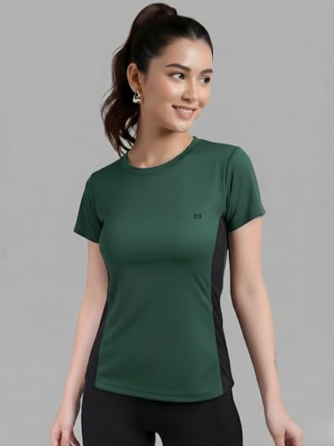 Image of White Moon Gym Tshirt for Women Workout Dry Fit t Shirt Sports Tshirt | Gym Tops for Woman | Lightweight Round Neck Breathable Half Sleeve Activewear Running Yoga Tops for Woman
