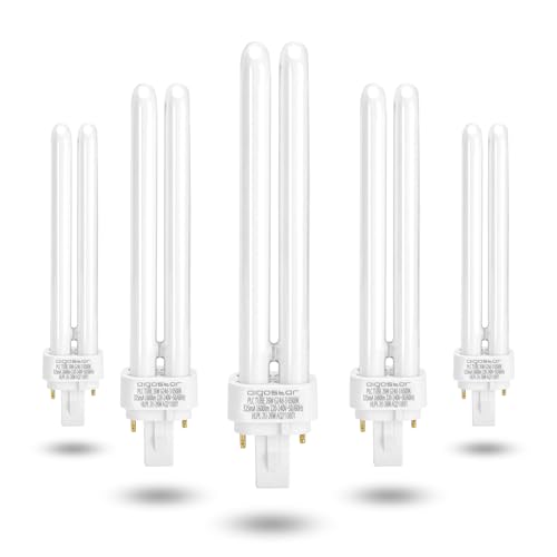 Aigostar - Pack de 5 Bombillas PLC Tubo, 26W, Maiz G24, 2 Pines, Luz blanca 6500K, 1600Lm, No regulable