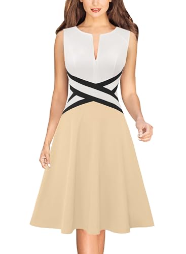 Image of VFSHOW Womens Front Zipper Work Business A-Line Dress Elegant Professional Office Career Church Fit and Flare Skater Dresses