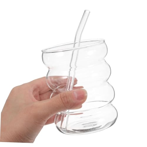 Set de 4 vasos de vidrio con diseño ondulado ribeteado miniatura 3