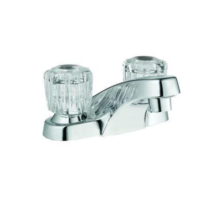 Aragon 4 in. Centerset 2-Handle Low Arc Bathroom Faucet Less Pop-Up Drain in Chrome