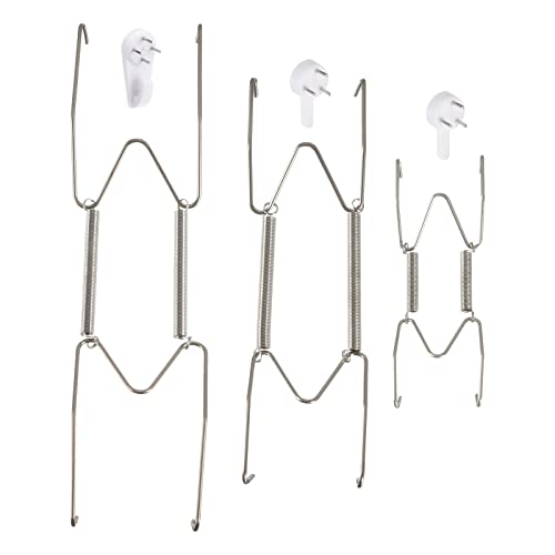 Image of uxcell 12 Pieces Plate Hanger, 4 6 8 Inch Stainless Steel Invisible Wall Plate Hangers with 12Pcs Wall Hooks and 50Pcs Protectors for Decorative Plates, Silver