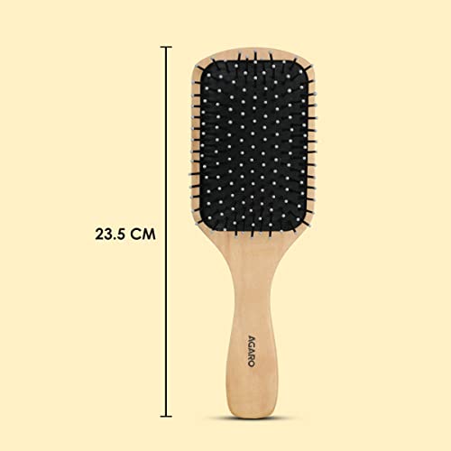 AGARO Wooden Paddle Hair Brush with Strong & flexible nylon bristles having Anti static ball tips,For Grooming, Straightening, Smoothing,... - Image 7