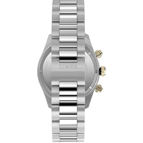 Image of TIMEX Waterbury Heritage Analog Black Round Dial & Silver Stainless Steel Bracelet Band Water Resistant Men's Wrist Watch - TW2Y24000IK