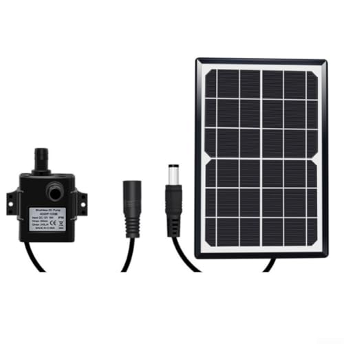 HpLive Set di pompa solare per laghetto da 9 V, con pompa dell'acqua da 5 V, portata 240 l/h, in vetro temperato per fontana da esterno (6 W)