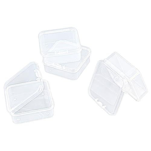 Image of 100 Pieces Square Mini Clear Plastic Storage Box, 1.77x1.77x0.71 inch | Empty, Organizer Containers, Hinged Lids, For Small Items, For Craft Projects