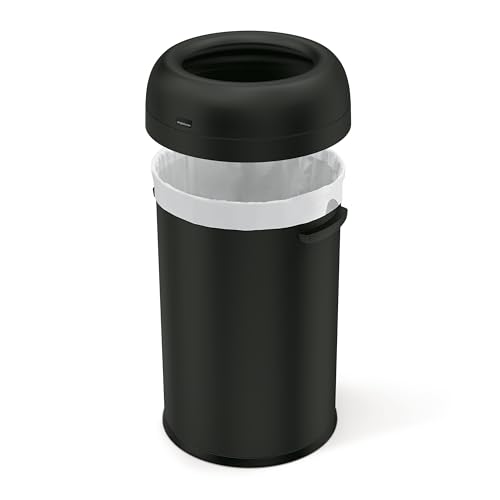 Image of simplehuman Bullet Open Can, 115L / 30 Gallon Commercial Trash Can for Restaurants, Cafes, High-Traffic Spaces, Heavy Gauge Steel, Wide Open Top, ADA-Compliant, Matte Black Steel
