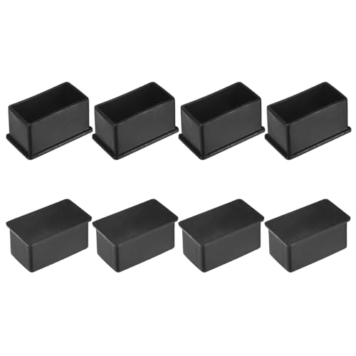 Image of M METERXITY 8-Pack Rectangle Chair Leg Caps, 1 x 2 (25 x 50mm) PVC Chair Leg Floor Protectors for Chairs /Table /Bed, Furniture Feet Covers Cups Non-Slip End Tips