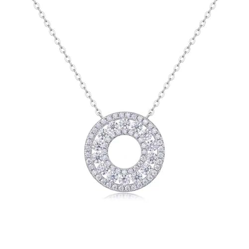 Collier moissanite circulaire argent sterling, le cadeau idéal pour femme