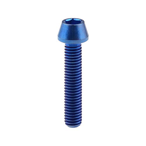 Image of Titanium Ti Bolt M5x9 16 18 20 25 30 35 40 45 50 55 60mm Tapered Head Screws Pack of 4 (M5x25mm, Blue)