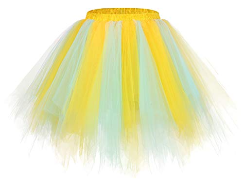 Bridesmay Mujeres Faldas Enaguas Cortas Tul Plisada Fiesta Tutu Ballet Champagne-Light Blue L