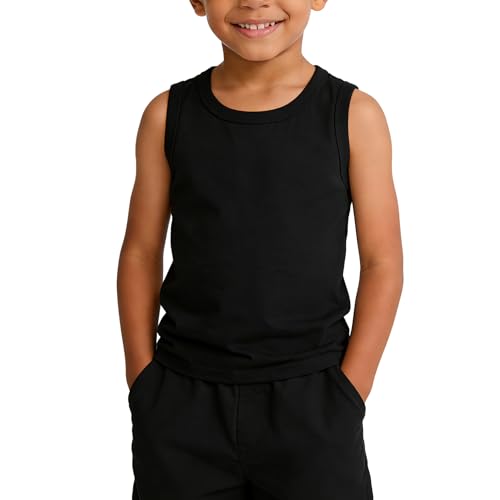 AMIYAN Toddler Cotton Tank Tops Sleeveless Undershirts for Boys and Girls Black 3-4T 110