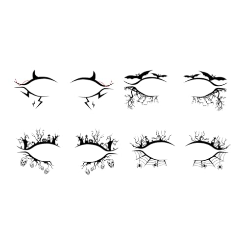 GANAZONO 4 Pegatinas de Halloween para Ojos Adhesivos de Eyeliner con Diseño de Murciélago y Araña Decoración Divertida para Fiesta y Maquillaje Temático