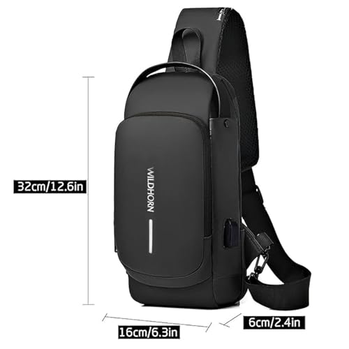 Image of WildHorn AeroShield Waterproof Anti-Theft Sling Bag for Men & Women | Crossbody Chest Shoulder Bag with USB Charging Port | Lightweight, Travel & Daily Use | Adjustable Strap