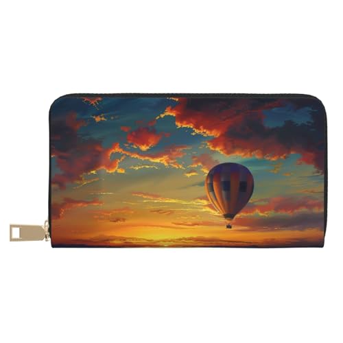 hot air Balloon Sunset Printed Long Wallet for Women Men Cute Coin Purse with Card Holder