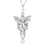 IDELUSH Collar Élfico de Acero Inoxidable para Mujer, Colgante Plateado con Cristal Brillante, Joyería de Fantasía Mística Estilo Princesa Elfo, Cadena de 53 cm, Regalo Original para Mujer