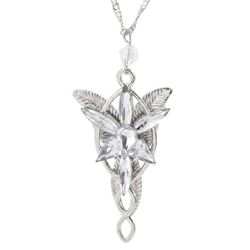 IDELUSH Collier elfique fantaisie | Design inspiré de la princesse elfe | Pendentif de 5 cm avec zircon | Acier hypoallergénique | Chaîne de 53 cm | Bijoux...