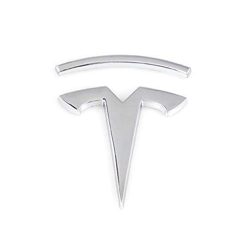 CARRUN 3D T Metal Emblem Car Side/Rear/Front Badge Decals for Tesla Model S Model X Model 3 Auto Accessories (Silver)