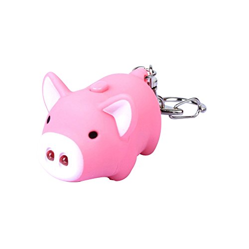 Gemini_mall® Porte-clés cochon mignon avec lumière LED tactile avec son pour sac de voiture - Décoration cadeau (rose)