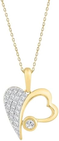 10K Yellow Gold Heart Shape Pendant Necklace with Chain, 0.25 CT ...