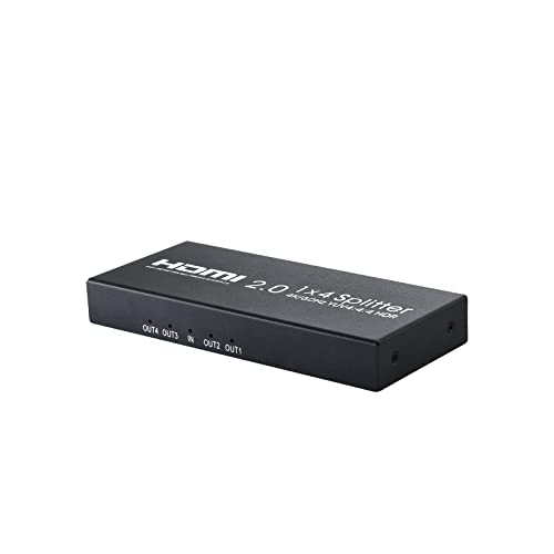 JideTech Ultra HD 4K@60Hz 1 X 4 HDMI Splitter,HDMI Splitter 1 in 4 Out for Dual Monitors Only Duplicate/Mirror Screens,Support HD TV/PC/Laptop/Switch/PS4/PS5/Xbox