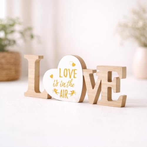 Image of CraftVatika Wooden Decorative Showpiece for Home Decor, Tabletop Love Word Sign Showpiece, Home Decoration Items for Living Room, Romantic Gift Housewarming Wedding Anniversary Birthday for Men Women