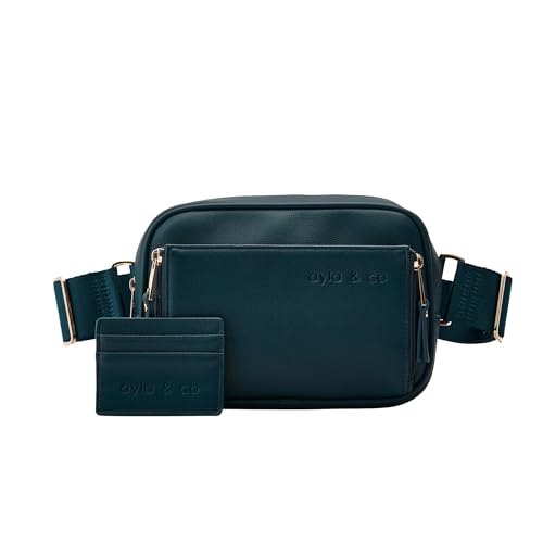 Image of AYLA & CO Women's Fanny Pack Adjustable Belt Bag with Crossbody Style, Magnetic Pocket, Key Leash, and Charging Pocket, Extended Strap 40-61 Inch, Peacock