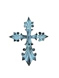 PURESTORY 8 Inch Decorative Wall Cross Metal Decorations For Home.Religious Metal Hanging Cross Wall