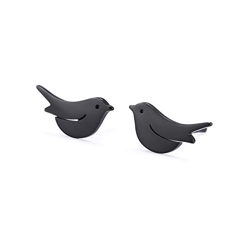 Amaxer Stainless Steel Bird Stud Earrings Tiny Animal Lucky Jewelry For Women Girls Birthday Gift (Black, Bird) #TOP20
