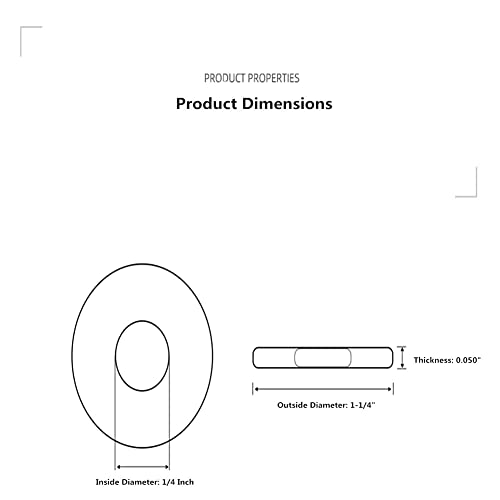 [40 Pack] 1/4" X 1-1/4" Od Stainless Steel Fender Washer - Choose Size Metal Flat Washers For Bolts, 18-8 (304) Stainless Steel #TOP2
