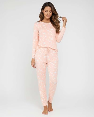 Image of Real Essentials 2 Pack: Women's Long Sleeve Pajama Sets - Soft Comfy 2 Piece PJ Set Matching Ladies Sleepwear (Plus Size)