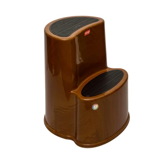 Image of Multipurpose Step Stool with Anti-Skid Surface for Home, Kitchen & Office | Premium Plastic Ladder Stool | 220 kg Hight Weight Load Capacity | 60 x 47 x 51.5 cm  (Sandal Wood)