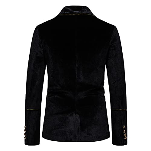 UNINUKOO Mens Suits Velvet 2 Piece Suit Slim Fit Double Breasted Formal Dinner Tuxedo (Order Two Size Up) Label Size 38(US Size 34) Black3