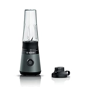 Bosch VitaPower Serie | 2 Blender, MMB2111S, ProPerformance-systeem met hoge snelheid, 450 Watt, roestvrij stalen messen, lekvrij, Tritan ToGo fles, donkerzilvere lak, zwart