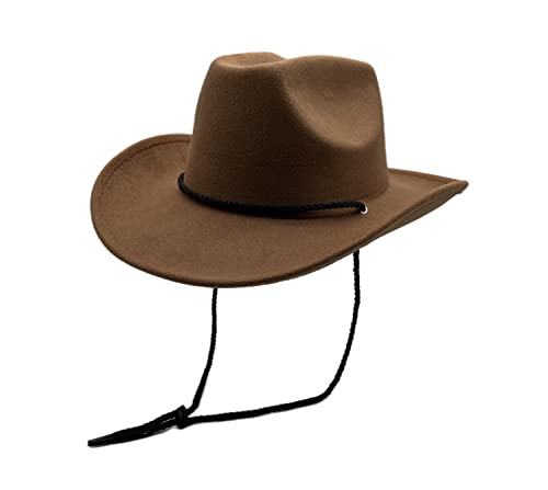 Willheoy Cowboy Hat For Men Women Western Cowgirl Hats Felt Fedora Hat Cowboy Costume Khaki #TOP14