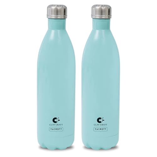 Image of Clay Craft VACBOTT Stark Double Walled 18 Hours Hot and 24 Hours Cold Water Flask Bottle-1000ML, 2-Piece(Sky Blue) Leak Proof|Easy to Carry|Gym Bottle|Home|Kitchen|Hiking|Travel Bottle|BIS Certified