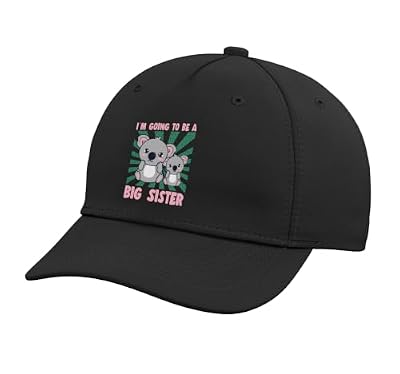 I Will Be an Elder Sister Koala Graphic Big Sister to Be Adjustable Printed Baseball Hat, Black