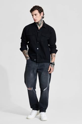 Image of SNITCH Men Casual Jacket | Relaxed Fit Full Sleeve Classic Collar Solid Pattern | Premium 100% Cotton Twill Fabric & Buttoned Closure For Everyday Wear