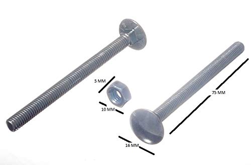 200 x Bulloni e dadi, zincati, M6 x 75, resistenti alle intemperie