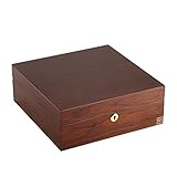 GYMEIJYG Caja De Almacenamiento De Reloj Doble Capa Caja De Reloj De Madera Partición Extraíble Caja De Reloj con Cerradura para Guardar Joyas De Reloj (Color : Brown, Size : 26x26x9.5cm)