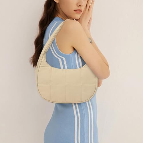 Puffer Crescent Shoulder Bag with Adjustable Strap Quilted Shoulder Purses Nylon Crescent Bag for Women4