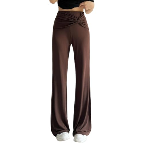 Pantalon large femme à taille haute avec poches pour le yoga