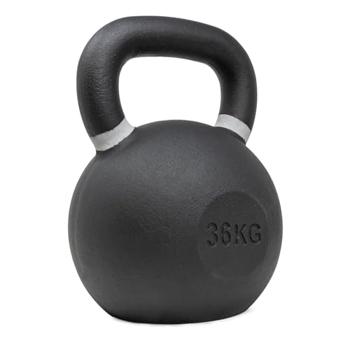 Strength Shop Kettlebell Palestra in ghisa con Manico ergonomico (4kg-64kg), Kettlebell Crossfit Resistente & Durevole con Rivestimento Nero e marcatura Colorata, Ideale per Total Body.