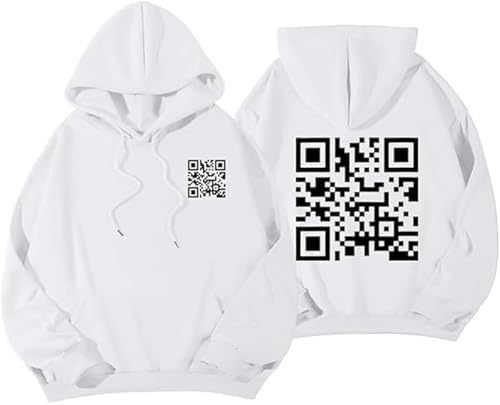 OWSEN Sudadera con capucha Funny Fu QR Code, sudadera con capucha Fu-ck You QR Code, sudadera con capucha divertida con código QR unisex, impresión trasera Fu-ck You QR Code Message, sudaderas