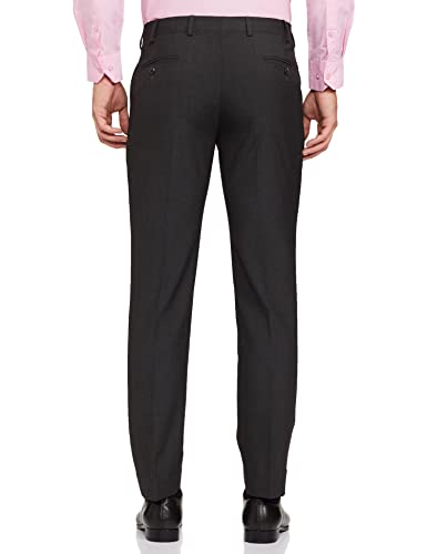 Image of Park Avenue Men Men's PLEATLESS Smart FIT Dark Grey Formal Trouser