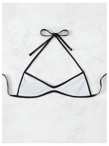 SOLY HUX Women's Halter Neck Bikini Top Sleeveless Tie Back Swim Tops Cheeky Beachwear4